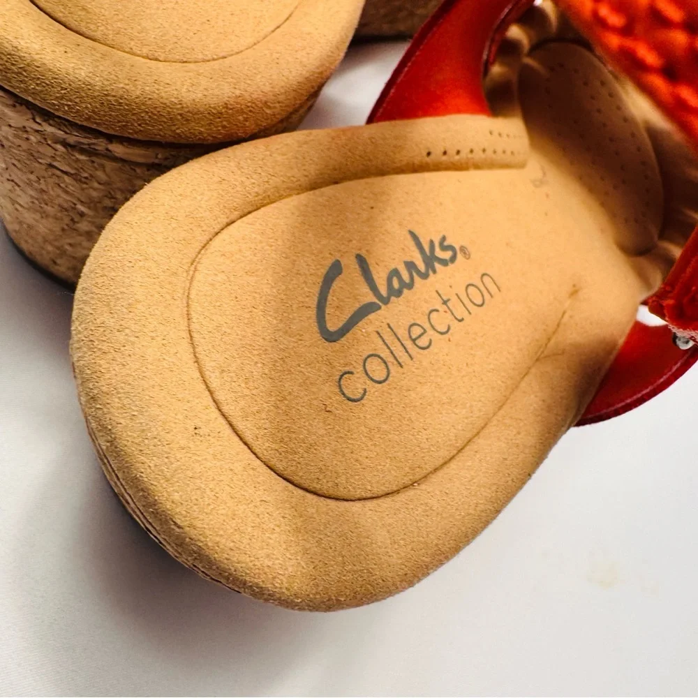 Clarks Giselle Glow Woven Grenadine Nubuck Leather‎ Wedge Sandals Size 10M